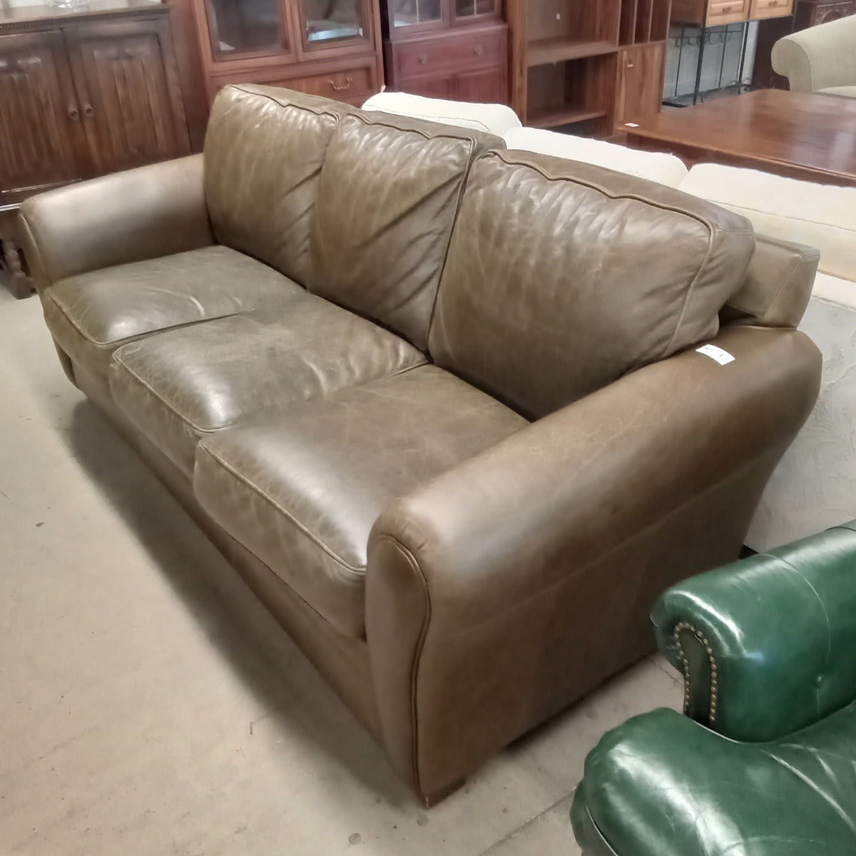 84"W 3-Seat in Sofa in Brown Leather