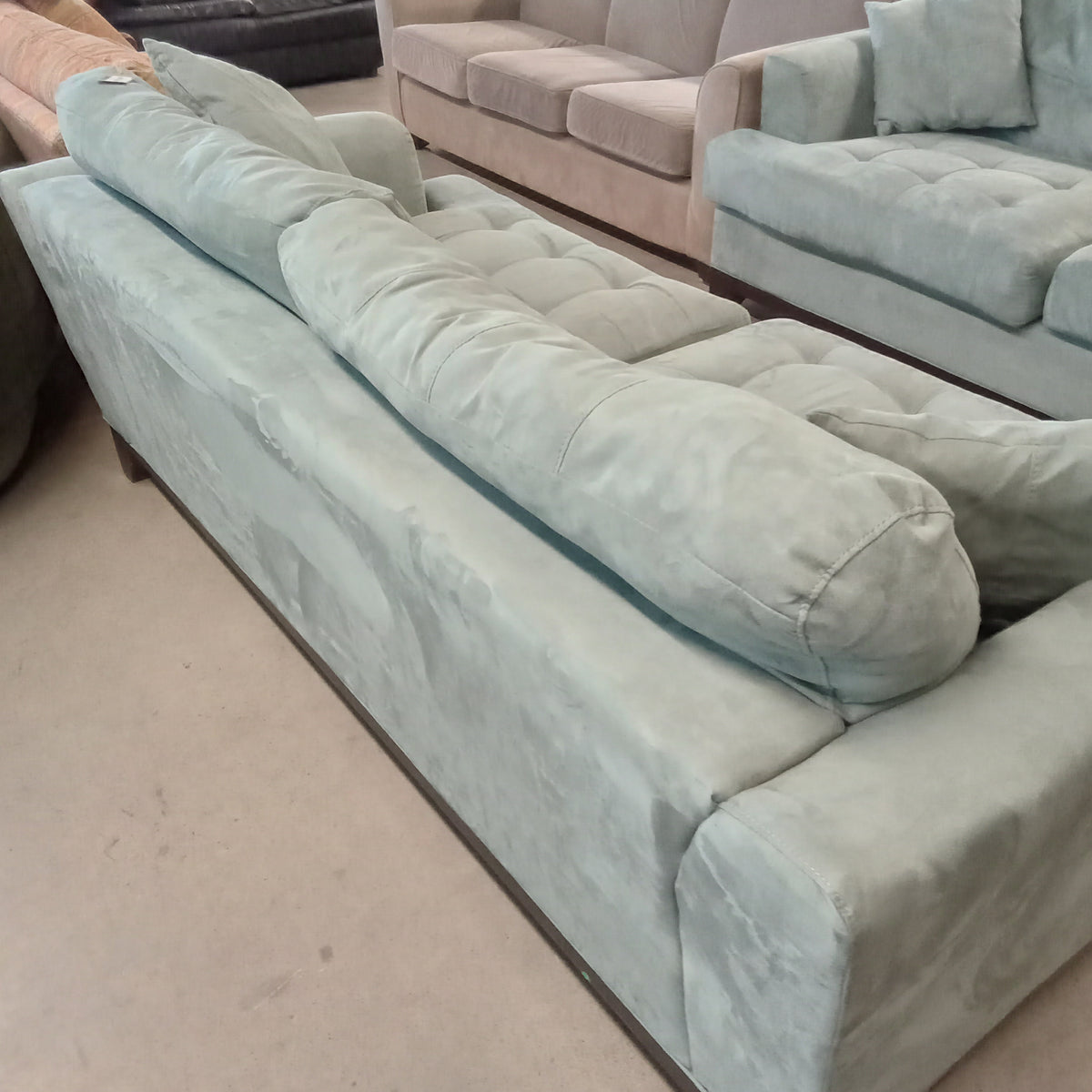 82"W Sea Foam Green Love Seat - Minor Stains