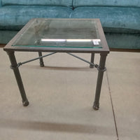 27"W Patio Coffee Table with Glass Top