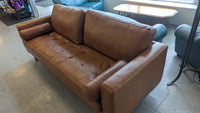 90"W Brown Leather Sofa