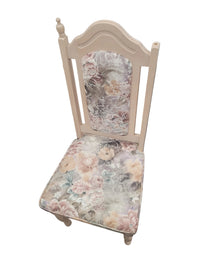 Light Blonde Pedestal Dining Set W/ Floral Chairs