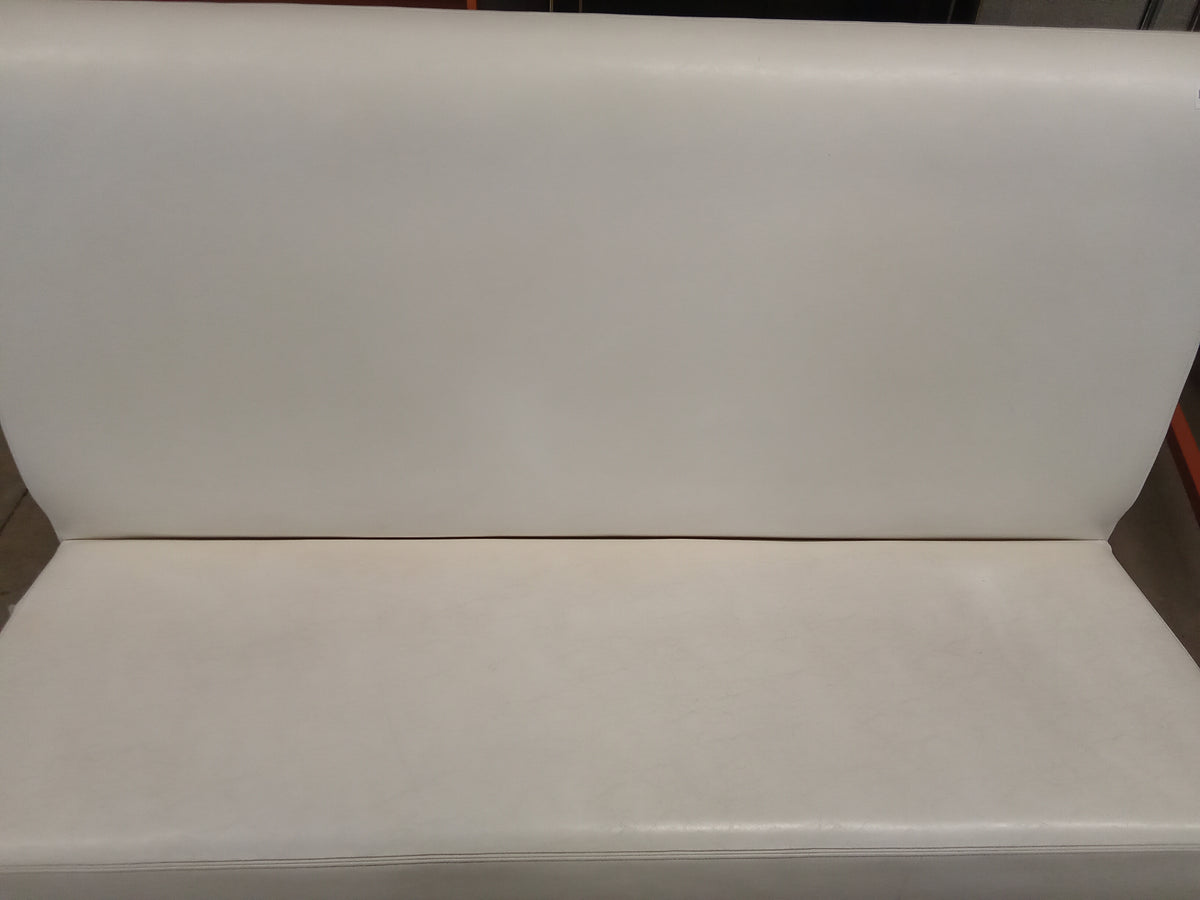 59"W White Faux Leather Double Sided Bench