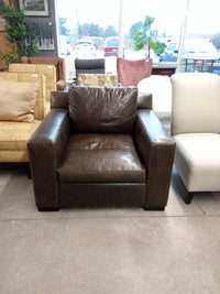 41"W Brown Leatherette Armchair