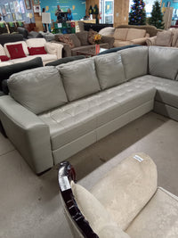 120"W 2-Piece Sectional Sofa in Gray Leather (No Legs)
