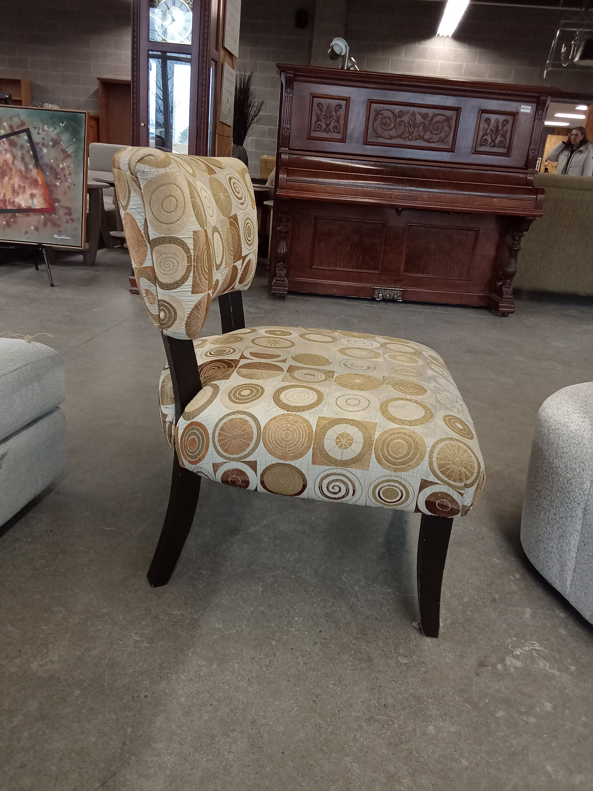 19"W Patterned Gold Accent Chair