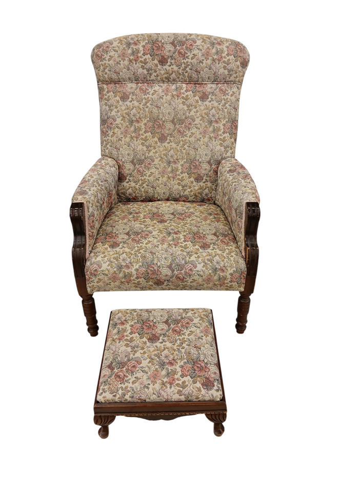 Victorian Meadow Wingback Chair and Ottoman