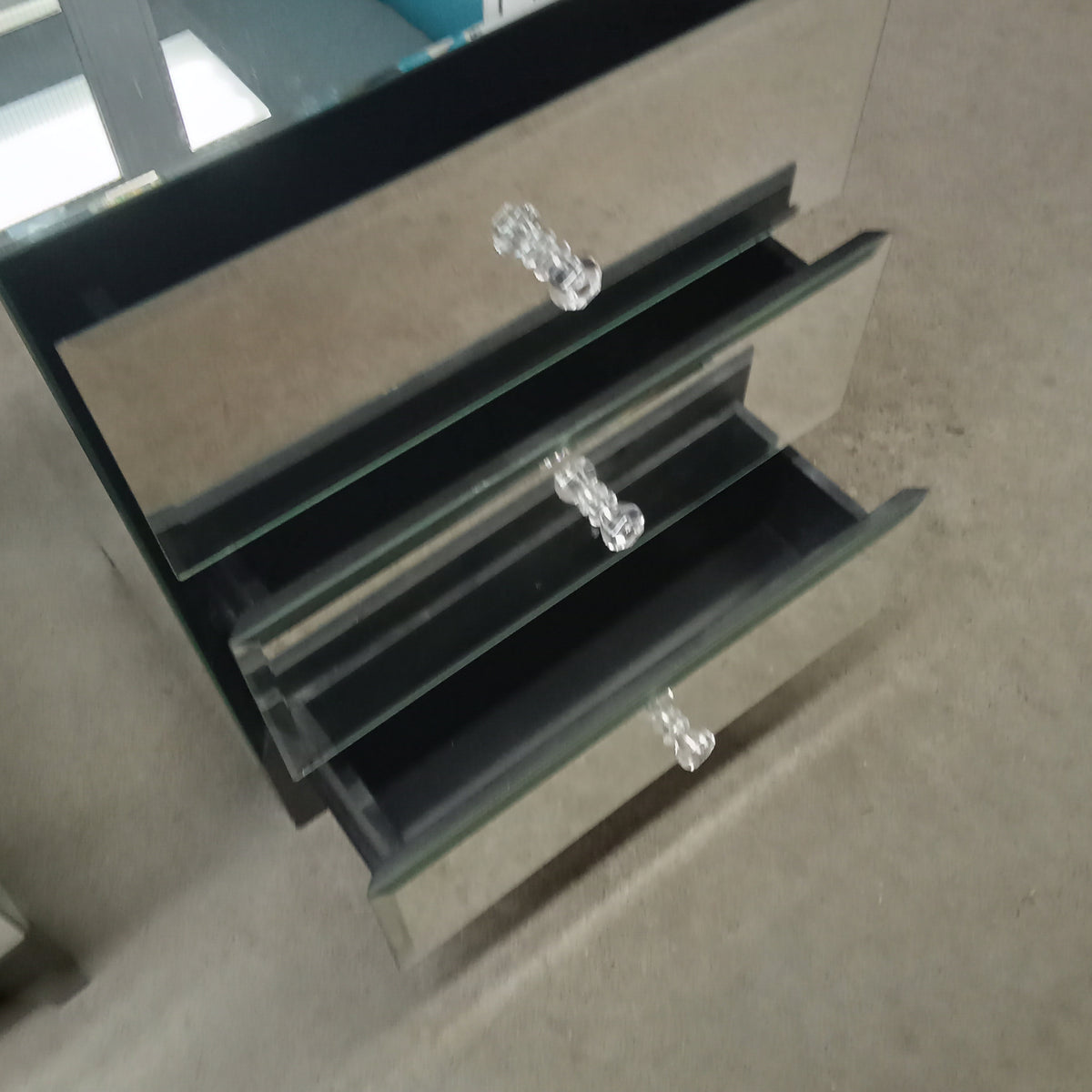 20"W 3-Drawer Side Table with Mirrored Finish