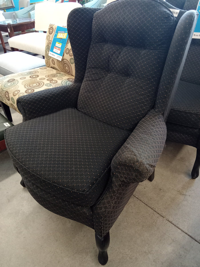 37"W Wing Back Chair in Dark Blue