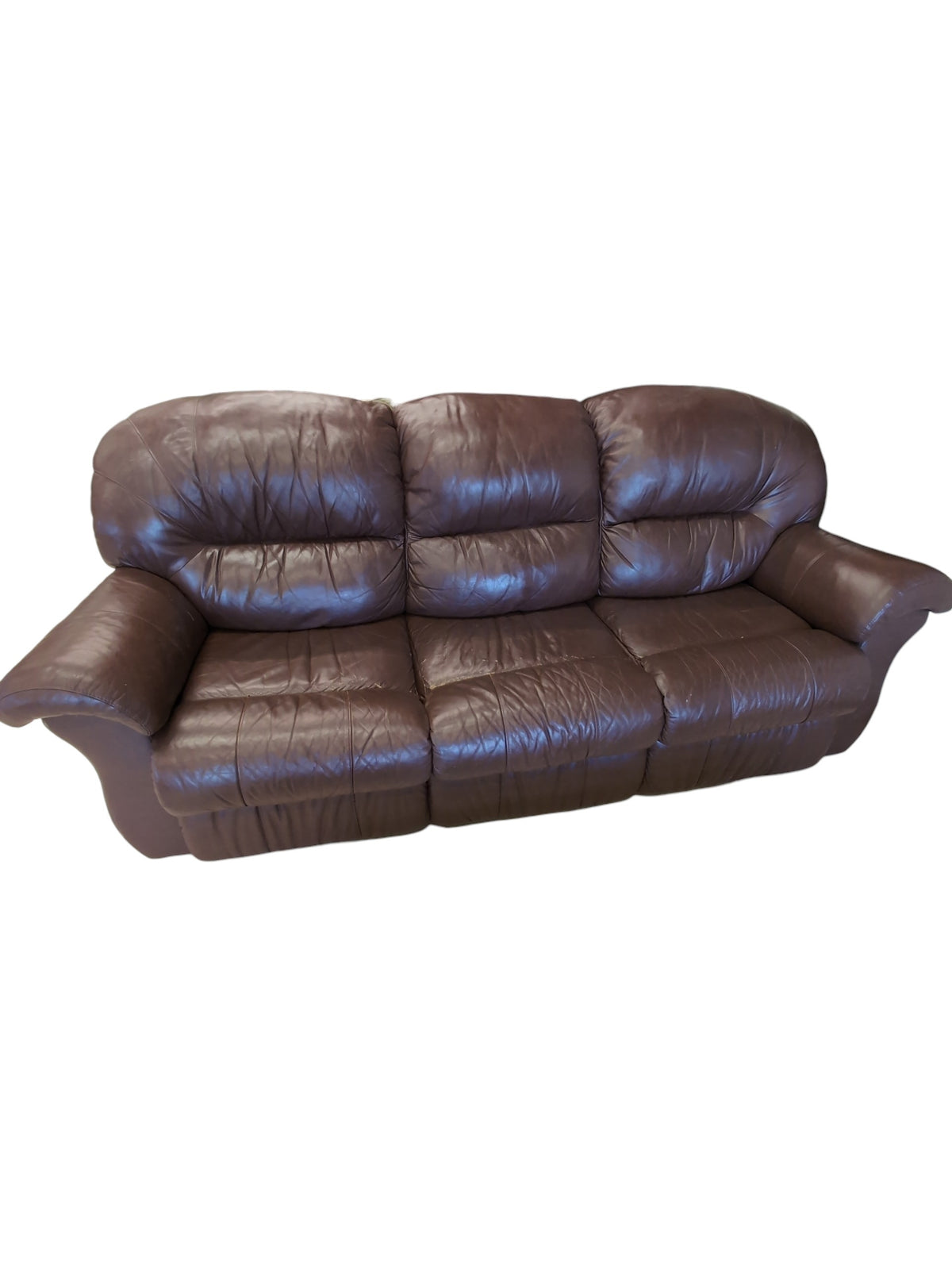 Brown Leather 3-Seater Sofa