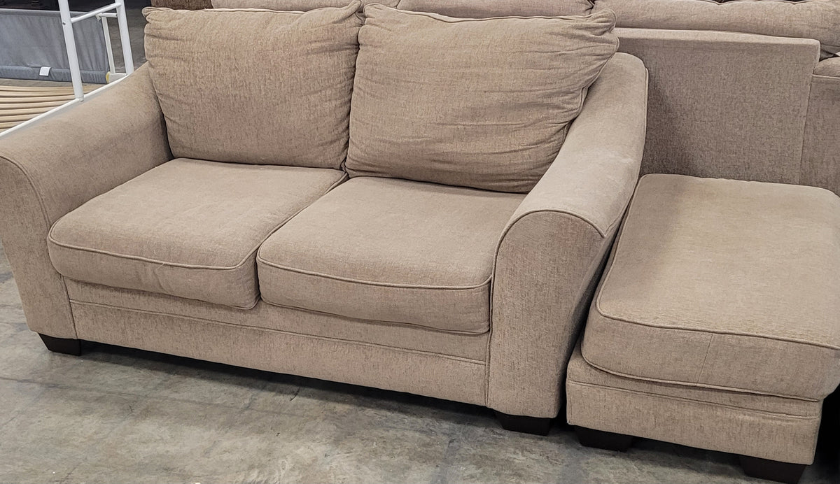 Tan Loveseat With Matching Ottoman