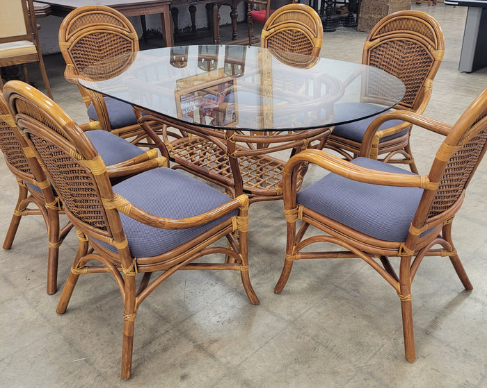 Rattan Dining Set With Glass-Top Table