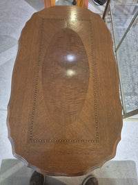 Vintage Carved Inlay Top Side End Table