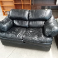 65"W Love Seat in Faux Leather Sofa - Black