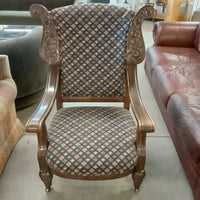 33"W Wood Framed Throne Armchair
