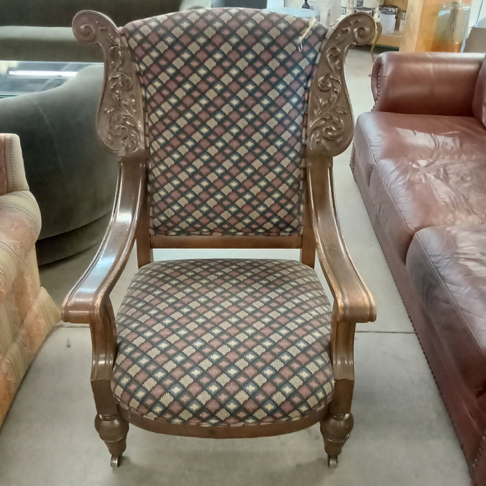 33"W Wood Framed Throne Armchair