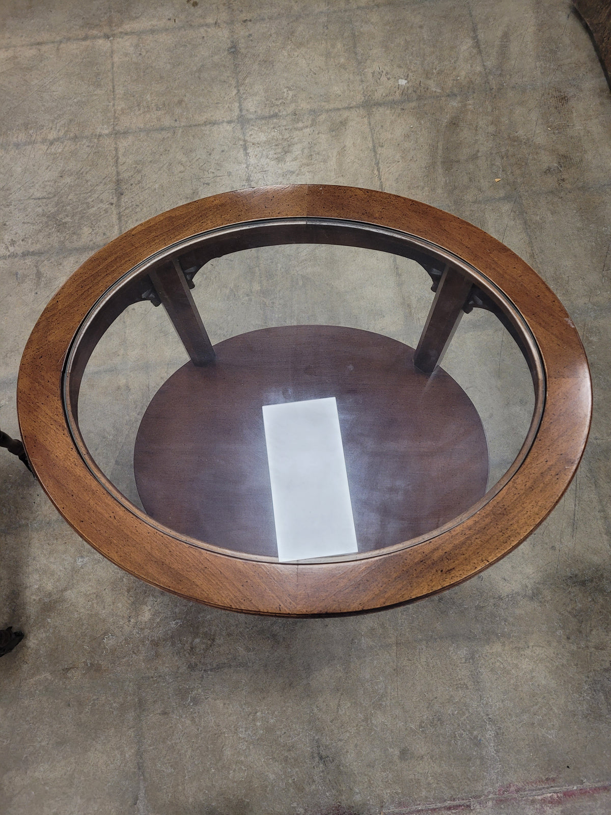 Oval Glass Top Wooden End Table