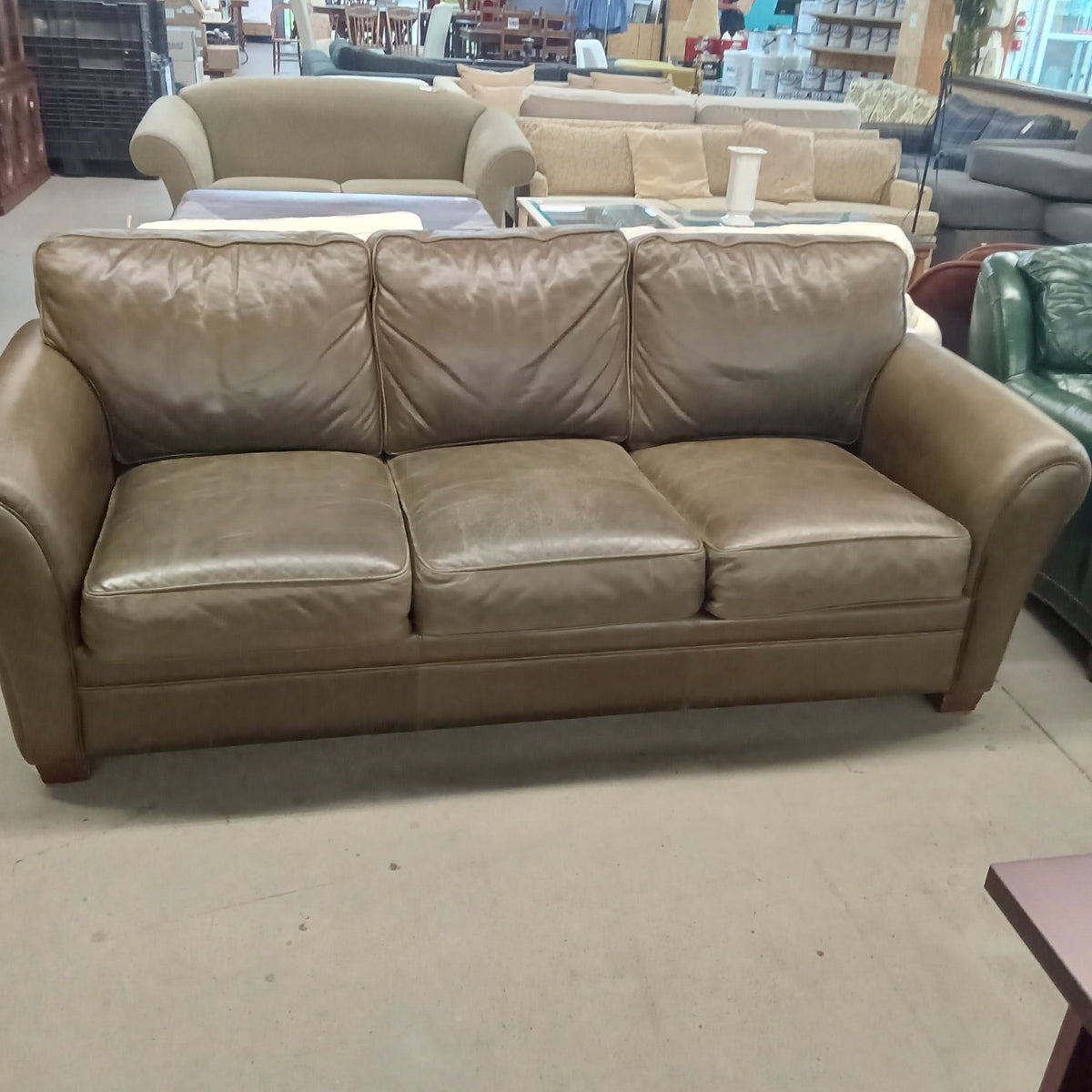 84"W 3-Seat in Sofa in Brown Leather