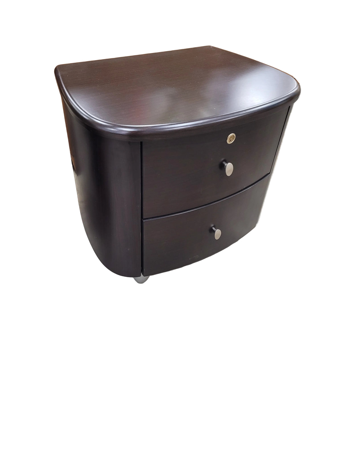 Dark Espresso Bow Front Nightstand