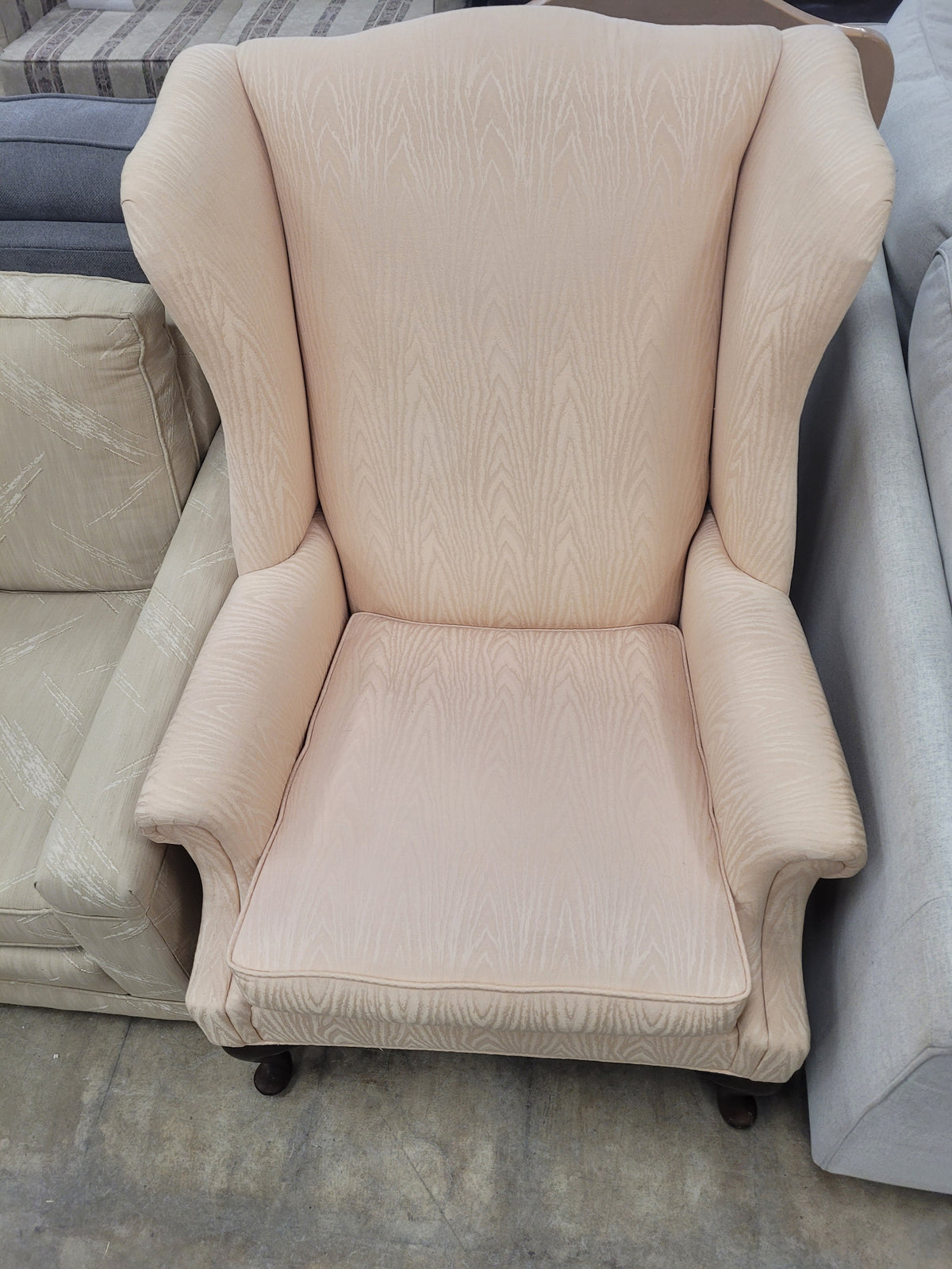 Salmon Pink Wingback Chair