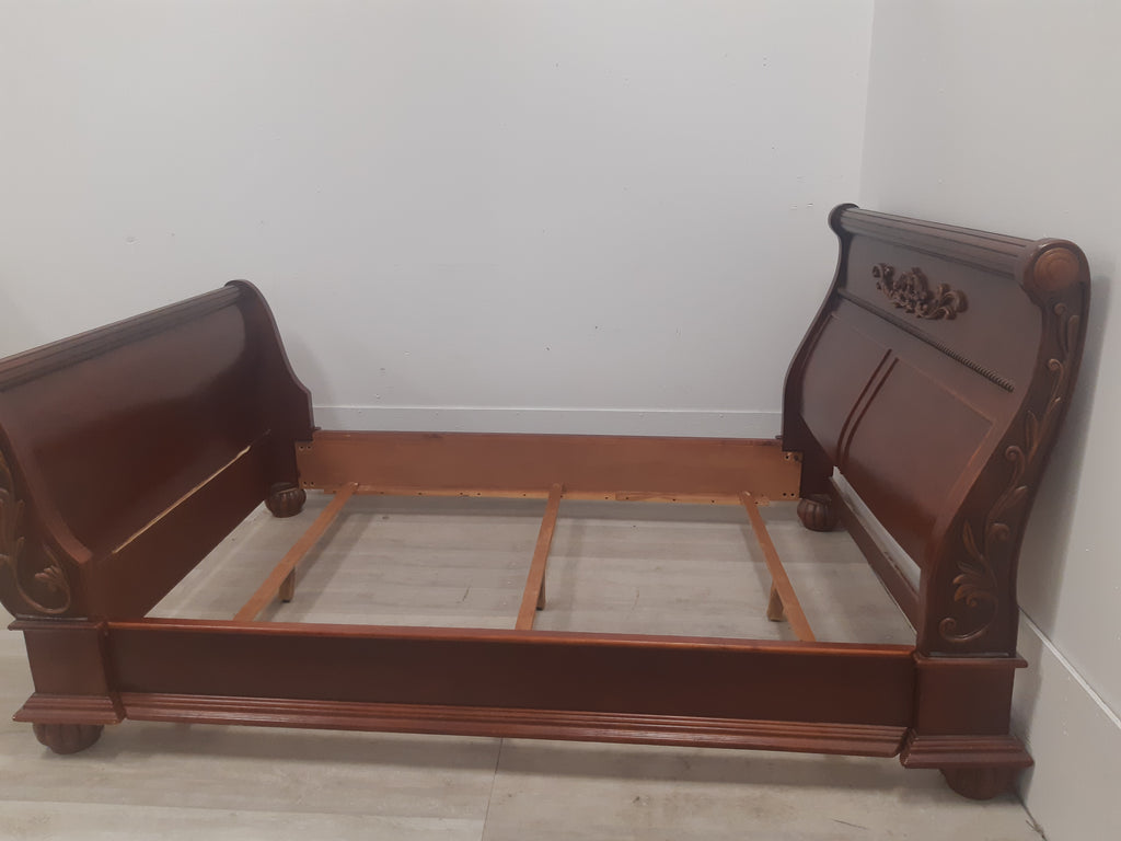 Solid Wood Queen Sleigh Bed Frame