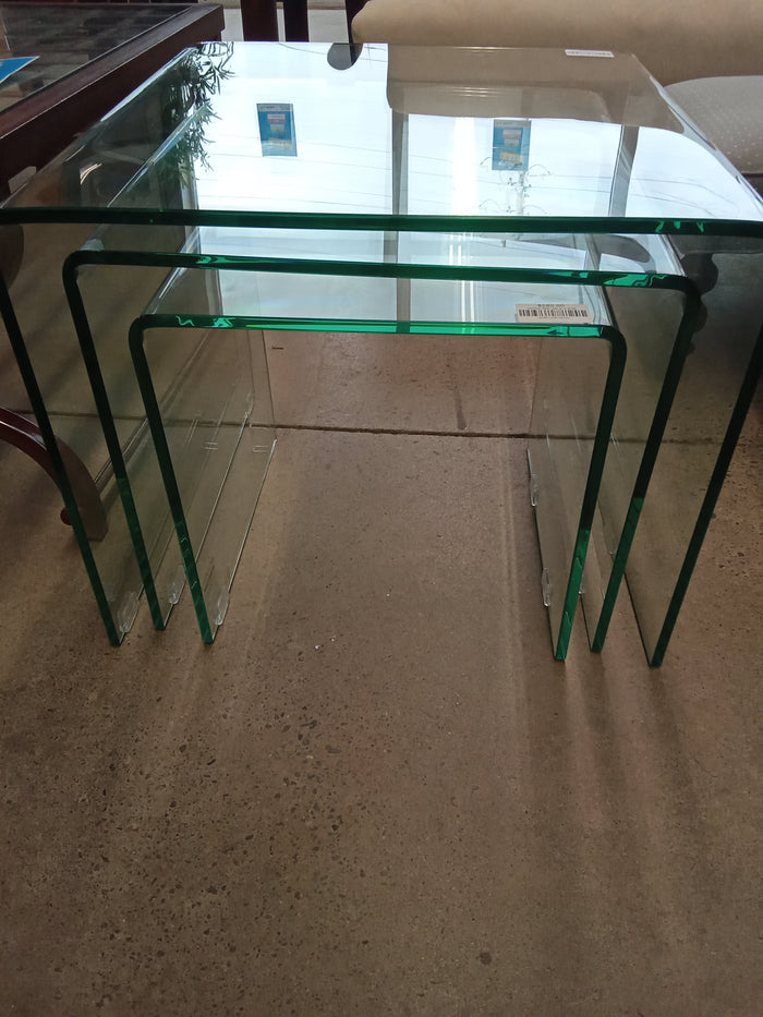 24"W Set of Three Nesting Tables in Glass