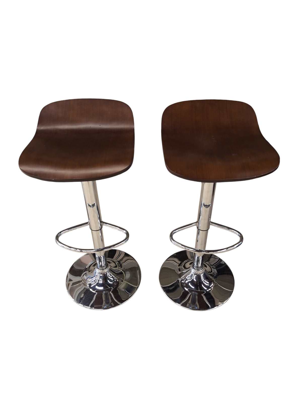 Modern Wood & Chrome Bar Stool - Set of 2