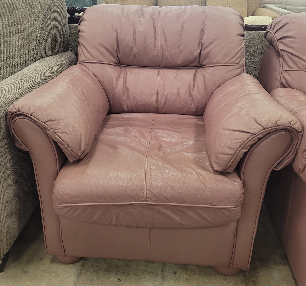 Mauve Leather Accent Chair