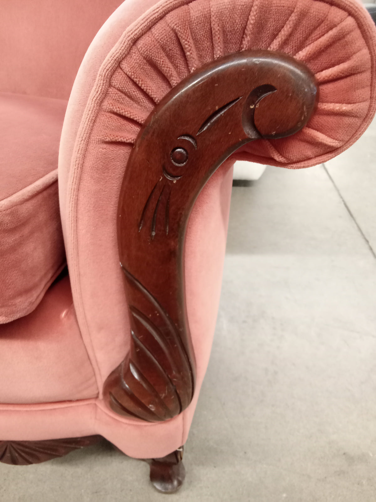 70"W Salmon Velvet Sofa