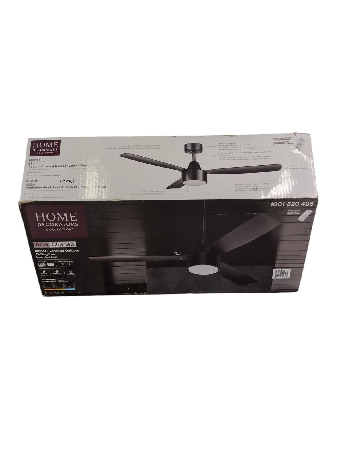 Covered Indoor/Outdoor Matte Black DC Motor Ceiling Fan