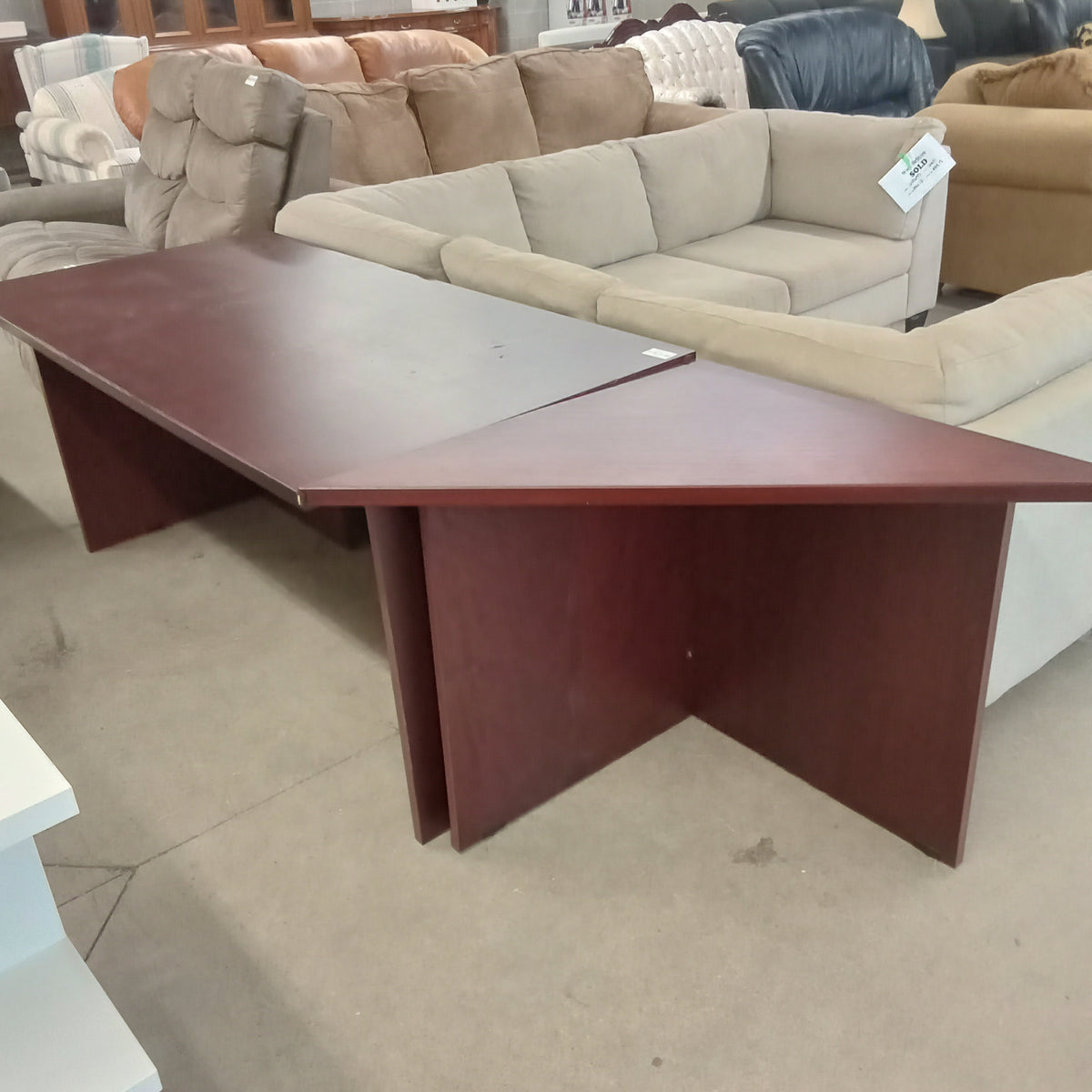 94.5"W 2-Piece Faux Wood Desk