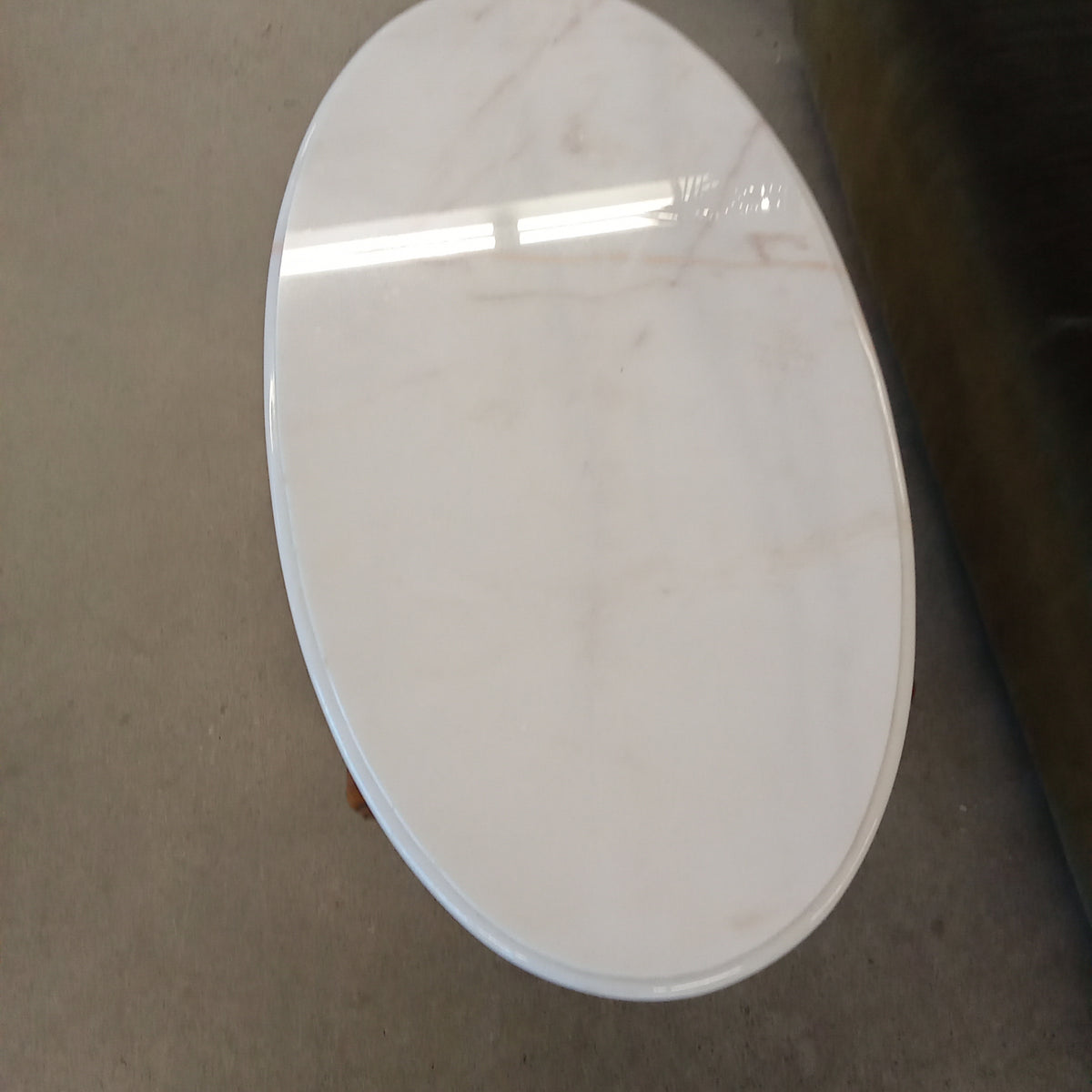 46"W Oval Coffee Table with Marble Top