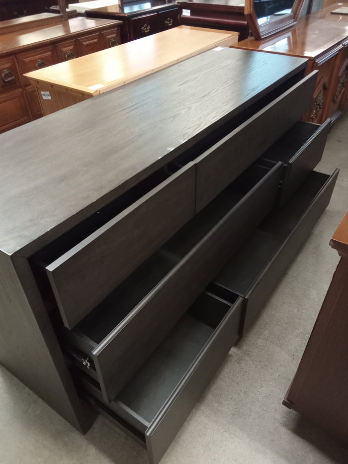66"W Black 6-Drawer Dresser