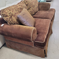 72"W Brown Velour Love Seat