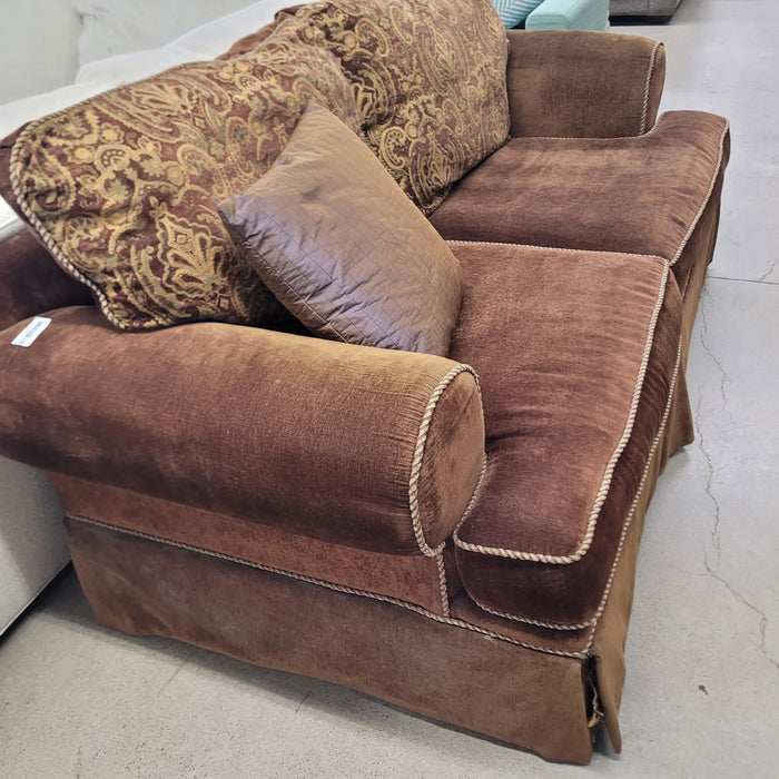 72"W Brown Velour Love Seat