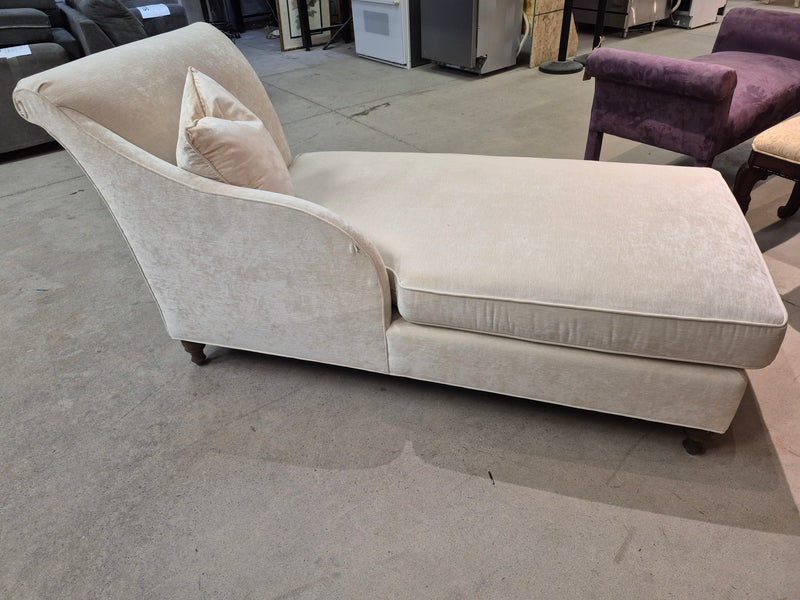 Light Cream Fabric Chaise Lounge with Pillow