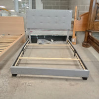 62"W Queen Bedframe with Gray Fabric Headboard