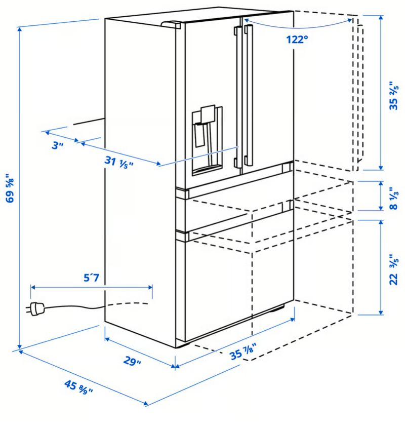 IKEA ÖVERSKÅDLIG French Door Refrigerator 4-door Stainless Steel