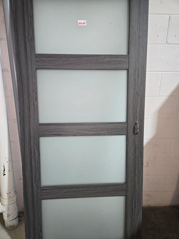 Sliding Barn Door With Frosted Glass Panels