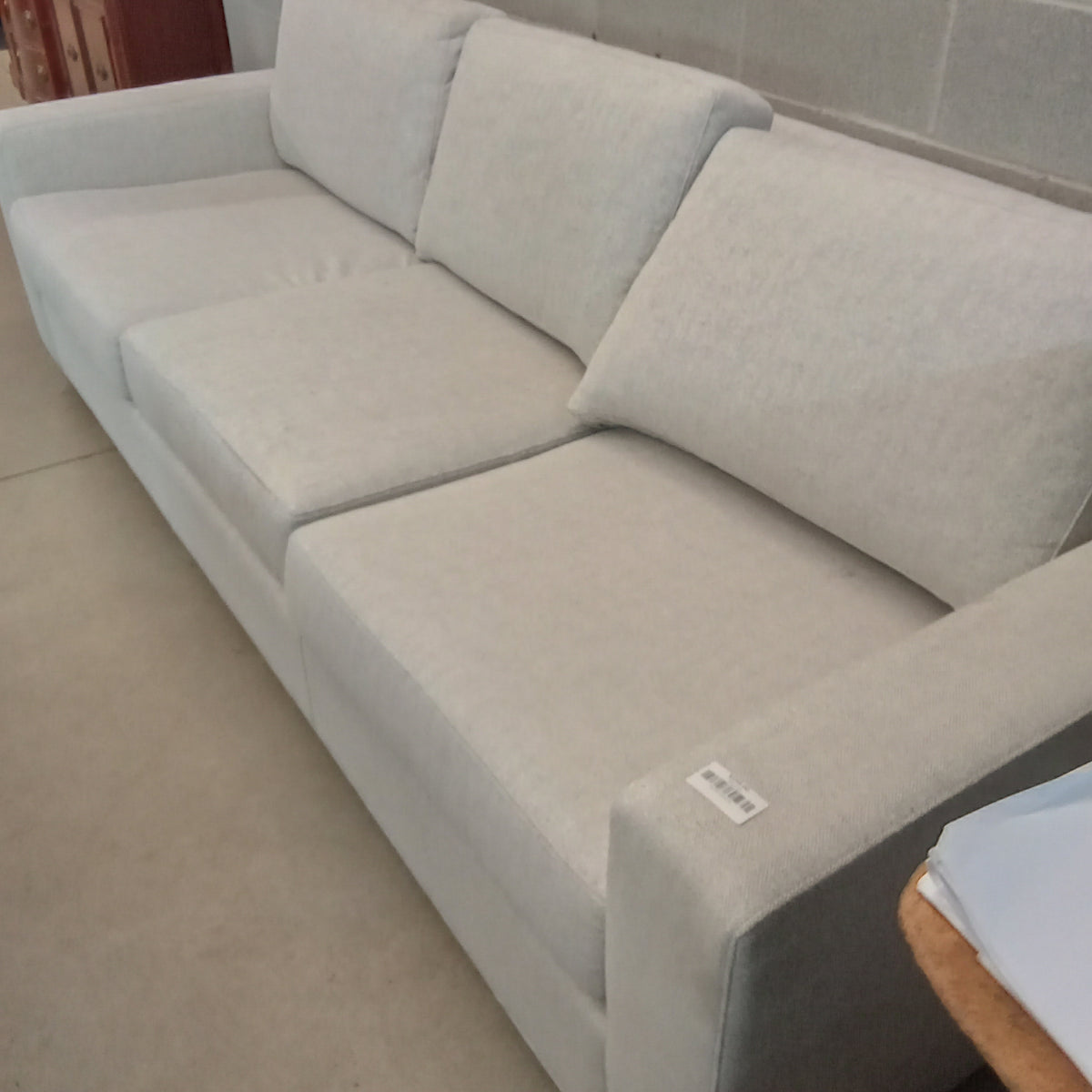 96"W Modern Style 3-Seat Sofa in Light Gray