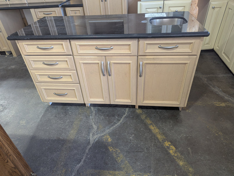 Traditional Kitchen Cabinets with Black Marble & Kitchen Island