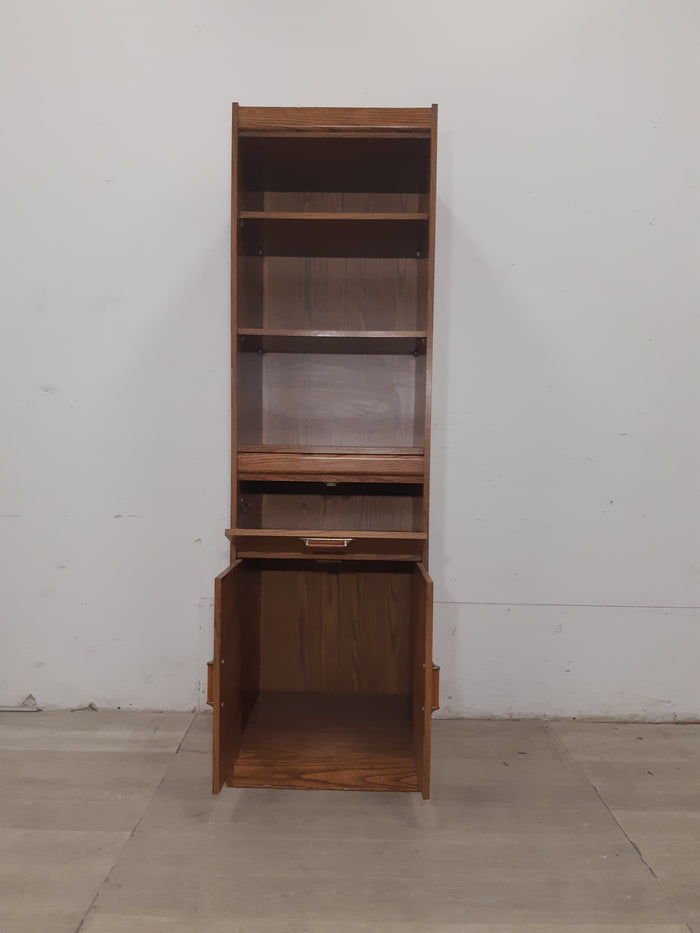 Wood 5 Tier Bookcase With Brass Hardware