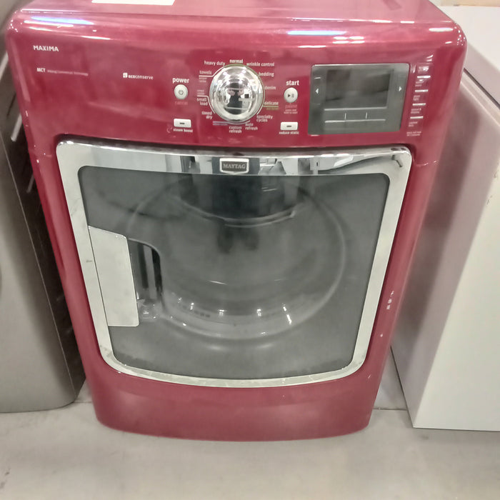 27"W Electric Front Load Dryer in Burgundy