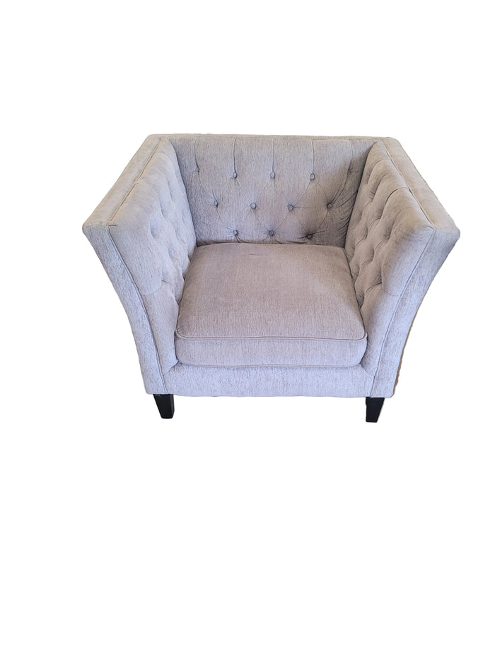 Light Grey Tufted Club Chair
