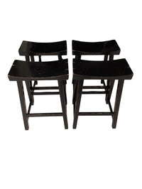 Set of 4 Black Wooden Barstools