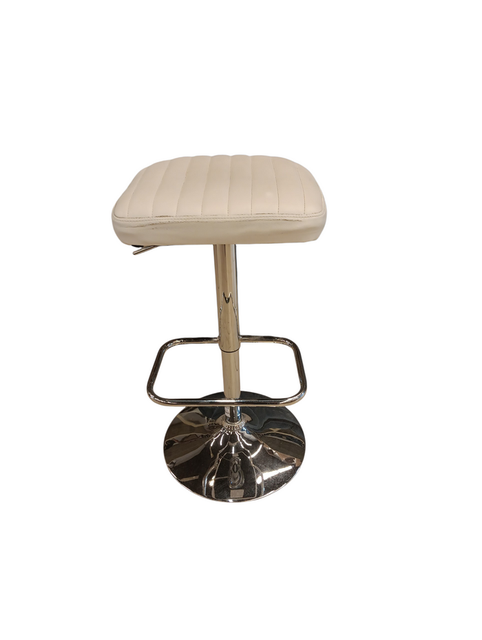 Modern Backless White Faux Leather Adjustable Bar Stool