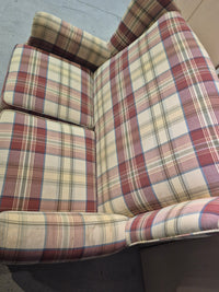 Tartan Upholstered Loveseat and Ottoman