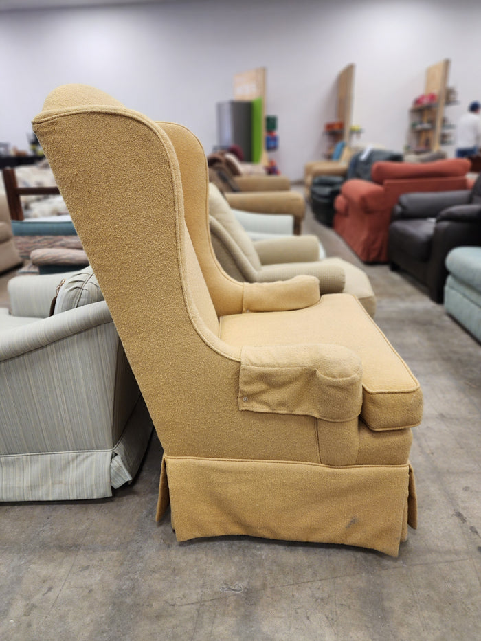 Yellowish Brown Wingback Armchair