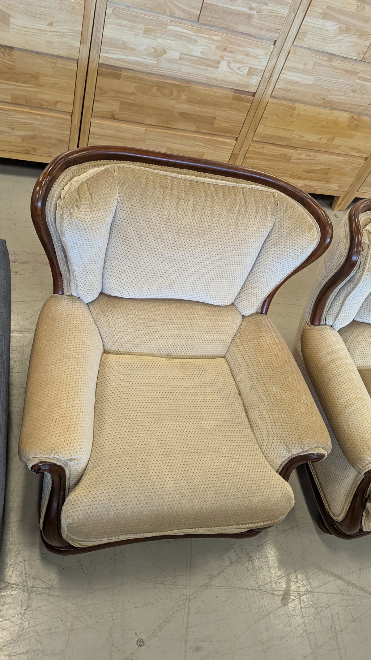 35"W Beige Wingback