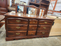 Dark Wood 9 Drawer Dresser with Mirror