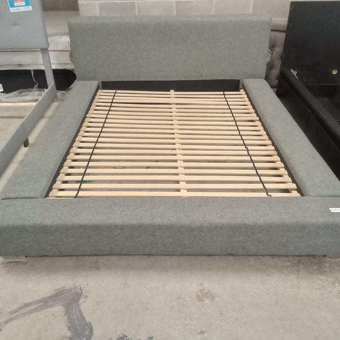 78"W Platform Bed Frame in Gray Fabric - Queen